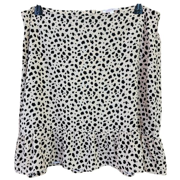 Lottie Moss Dalmatian Print Skirt Juniors Sz L Beige Black Dots‎ Mini Ruffle - Picture 1 of 7